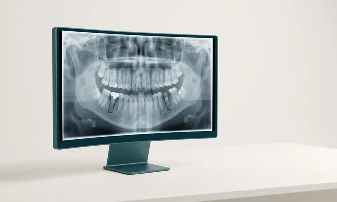 Radiografía panorámica en la pantalla de la clínica